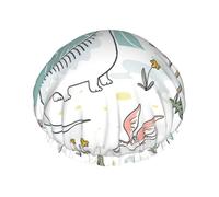 Gorro de ducha con estampado de dinosaurios, ajustable, elegante, grande, impermeable
