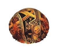 Gorro de ducha con estampado de engranajes Steampunk, reutilizable, doble capa, transpirable, de secado rápido, perfecto para el hogar, spa, hotel y viajes