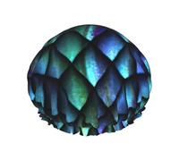 Gorro de ducha con estampado de escamas de dragón mágico 3D para mujer, ligero, reutilizable, suave, impermeable, a prueba de fugas.