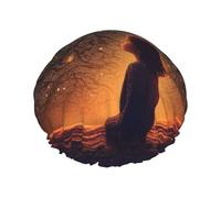 Gorro de ducha con estampado de estrellas de chica mirando hacia arriba para mujer Gorro de baño impermeable de doble capa Gorro de ducha reutilizable elástico Gorro de baño con protección para el cab