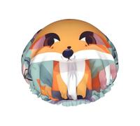 Gorro de ducha con estampado de flores de zorro para mujer, gorro de ducha grande lavable con banda elástica