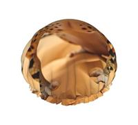 Gorro de ducha con estampado de geco de leopardo arena para mujer, ligero, reutilizable, suave, impermeable, a prueba de fugas.