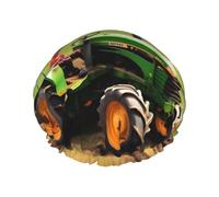 Gorro de ducha con estampado de granja de tractor para mujer, ligero, reutilizable, suave, impermeable, a prueba de fugas.