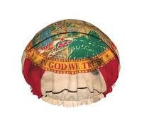 Gorro de ducha con estampado de grano de madera de la bandera de Florida para mujer, gorro de ducha grande lavable con banda elástica