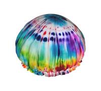 Gorro de ducha con estampado de hippies para mujer, ligero, reutilizable, suave, impermeable, a prueba de fugas.