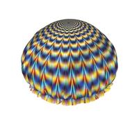 Gorro de ducha con estampado de ilusión óptica en espiral, reutilizable, doble capa, transpirable, de secado rápido, perfecto para el hogar, spa, hotel y viajes