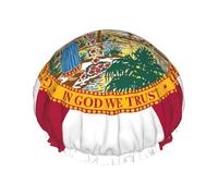Gorro de ducha con estampado de la bandera de Florida para mujer, gorro de ducha grande lavable con banda elástica