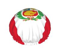 Gorro de ducha con estampado de la bandera de Perú para mujer, gorro de ducha grande lavable con banda elástica