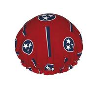 Gorro de ducha con estampado de la bandera de Tennessee para mujer, gorro de ducha grande lavable con banda elástica