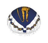 Gorro de ducha con estampado de la bandera del estado de Massachusetts para mujer, gorro de ducha grande lavable con banda elástica para el cabello