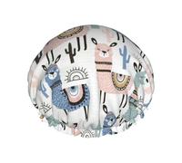 Gorro de ducha con estampado de Lama de Cactus Tropical elegante, suave, ligero, gorro de ducha para mujer, ecológico, transpirable