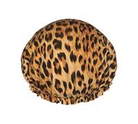Gorro de ducha con estampado de leopardo para mujer, ligero, reutilizable, suave, impermeable, a prueba de fugas.
