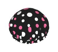 Gorro de ducha con estampado de lunares negros para mujer, ligero, reutilizable, suave, impermeable, a prueba de fugas.