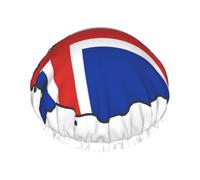 Gorro de ducha con estampado de mapa de la bandera de Islandia, gorro de ducha forrado para mujer, reutilizable, doble capa impermeable
