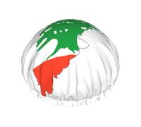 Gorro de ducha con estampado de mapa de la bandera del Líbano, gorro de ducha forrado para mujer, reutilizable, doble capa impermeable