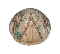 Gorro de ducha con estampado de mapa del mundo manchado, gorro de ducha forrado para mujer, reutilizable, doble capa impermeable
