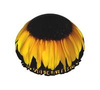 Gorro de ducha con estampado de mariposa y girasol, gorro de ducha forrado para mujer, reutilizable, doble capa impermeable