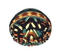 Gorro de ducha con estampado de nativos americanos para mujer, ligero, reutilizable, suave, doble capa impermeable, a prueba de fugas.