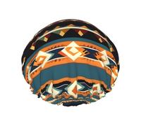 Gorro de ducha con estampado de nativos americanos para mujer, ligero, reutilizable, suave, impermeable, a prueba de fugas.