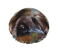 Gorro de ducha con estampado de nutrias para mujer, ligero, reutilizable, suave, impermeable, a prueba de fugas.