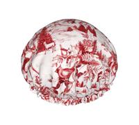 Gorro de ducha con estampado de oso y ciervo de animales silvestres, gorra de pelo ajustable para mujer, elegante, grande, impermeable