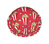 Gorro de ducha con estampado de palomitas de maíz, gorros de baño impermeables y reutilizables para mujeres, hombres, niños y niñas, salón de spa
