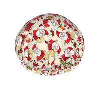 Gorro de ducha con estampado de Papá Noel de dibujos animados navideños para mujer divertido | Gorro de pelo novedoso para bañarse | Gorro de baño | Doble capa