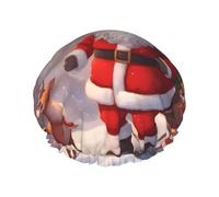 Gorro de ducha con estampado de Papá Noel de invierno, reutilizable, doble capa, transpirable, de secado rápido, perfecto para el hogar, spa, hotel y viajes