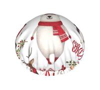 Gorro de ducha con estampado de Papá Noel, gorro de ducha forrado para mujer, reutilizable, doble capa impermeable