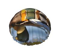 Gorro de ducha con estampado de pato Mallard para mujer, ligero, reutilizable, suave, impermeable, a prueba de fugas.