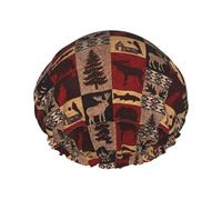 Gorro de ducha con estampado de peces Lodge Bear Deer para mujer, divertido, reutilizable | Gorro de pelo novedoso para bañarse | Sombrero de capa