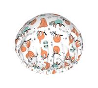 Gorro de ducha con estampado de perezoso marrón, elástico y reutilizable para cabello largo, gorro de ducha impermeable grande, para mujeres, hombres y niños