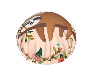 Gorro de ducha con estampado de perezoso You Are Awesome - Gorro de baño reutilizable con protección de doble capa, transpirable y duradero para viajes