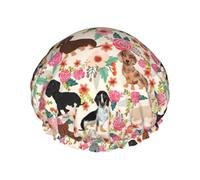 Gorro de ducha con estampado de perro salchicha para mujer, ligero, reutilizable, suave, impermeable, a prueba de fugas.