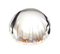 Gorro de ducha con estampado de pingüino con flores para mujer, doble capa, impermeable, reutilizable, elástico, para spa, salón de belleza