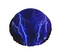 Gorro de ducha con estampado de relámpagos de cielo nocturno, gorro de baño elástico reutilizable para mujer, gorro de ducha impermeable de doble capa, para salón de Spa para damas
