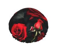 Gorro de ducha con estampado de rosas para mujer, ligero, reutilizable, suave, impermeable, a prueba de fugas.