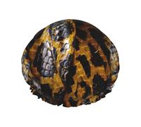Gorro de ducha con estampado de serpiente amarilla para mujer, ligero, reutilizable, suave, impermeable, a prueba de fugas.