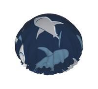 Gorro de ducha con estampado de tiburón oceánico, ajustable, elegante, grande, impermeable