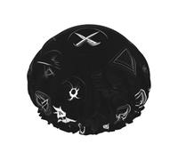 Gorro de ducha con estampado de universo en blanco y negro, reutilizable, doble capa, transpirable, de secado rápido, perfecto para el hogar, spa, hotel y viajes