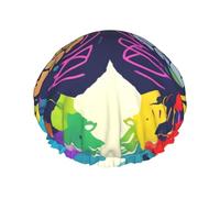 Gorro de ducha con estampado de ventaja cerebral izquierdo y derecho para mujer, ligero, reutilizable, suave, impermeable, a prueba de fugas.