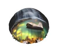 Gorro de ducha con estampado de Waterfall Views, reutilizable, doble capa, transpirable, de secado rápido, perfecto para el hogar, spa, hotel y viajes