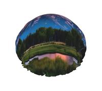 Gorro de ducha con estampado del Parque Nacional Grand Teton, elástico y reutilizable, para cabello largo y corto, gorro DoubleHair.