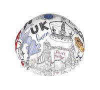 Gorro de ducha con estampado "I Love London", doble capa, transpirable, correa elástica ajustable, artículos esenciales duraderos para viajes de hotel