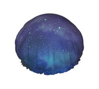 Gorro de ducha con estampado interestelar de Universo con estrellas y galaxia, reutilizable, doble capa, con banda elástica, perfecto para el hogar, spa, hotel y viajes