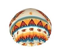Gorro de ducha con estampado nativo americano para mujer, ligero, reutilizable, suave, impermeable, a prueba de fugas.