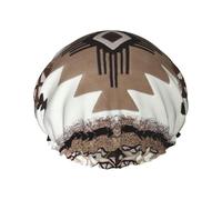 Gorro de ducha con estampado nativo americano para mujer, ligero, reutilizable, suave, impermeable, a prueba de fugas.
