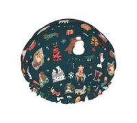 Gorro de ducha con estampado navideño de Papá Noel elegante, suave, ligero, gorro de ducha para mujer, ecológico, transpirable