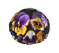 Gorro de ducha con estampado Pansy Perfection para mujer, ligero, reutilizable, suave, impermeable, a prueba de fugas.