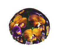 Gorro de ducha con estampado Pansy Perfection para mujer, ligero, reutilizable, suave, impermeable, a prueba de fugas.